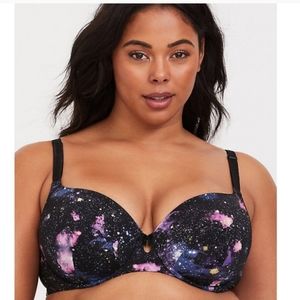 Torrid Black Galaxy Microfiber 360 Back Smoothing TShirt Lined Celestial Bra 38F